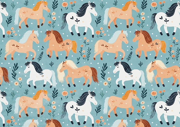 Pony Pals, Turquoise - Twist&Fit Roman Blind - Image 7